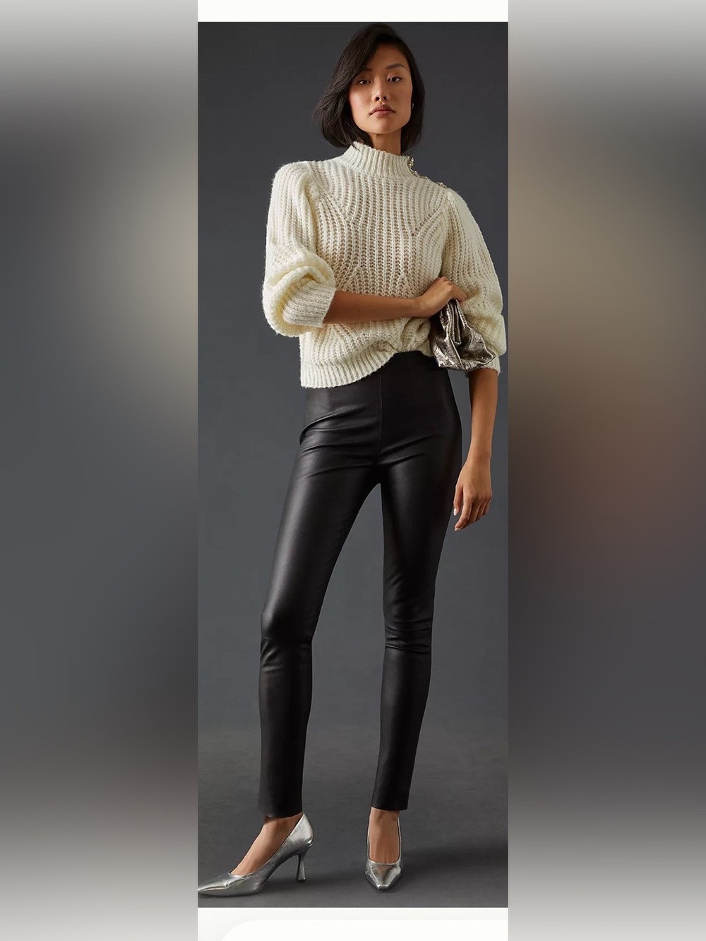 $798 WALTER BAKER Roxanna Black Stretch Lambskin Leather Leggings Pants XS NWT